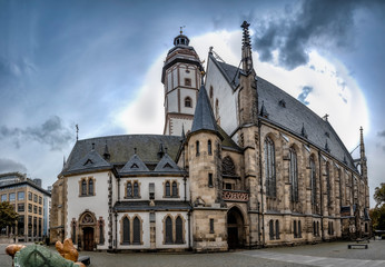 Fototapeta na wymiar Panorama Thomaskirche Leipzig Oktober 2019