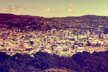Fototapeta premium Wellington, New Zealand. Vintage filtered colors.