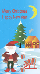 Christmas tree branch on a white background. Santa Merry Christmas Happy New Year