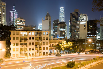 Fototapeta na wymiar Upper Albert Road and skyline of Chung Wan (Central district), Hong Kong Island, Hong Kong, China, Asia