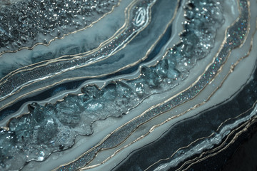 blue resin geode abstract art