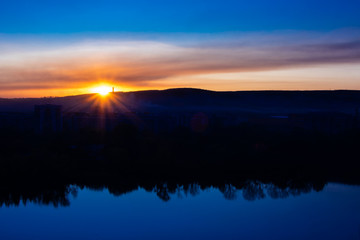 sunset over the city of Novokuznetsk