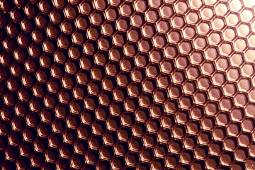 Abstract hexagon background. Hexagons industrial background. Golden bee honeycombs.