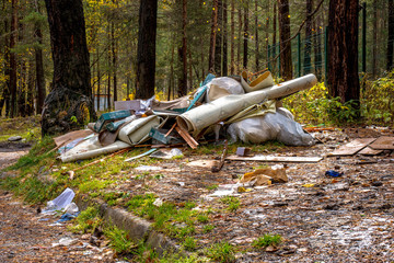 garbage dump in spruce forest
