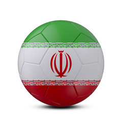 Fototapeta premium Soccer ball with flag of Iran isolated with clipping path on white background, 3d rendering