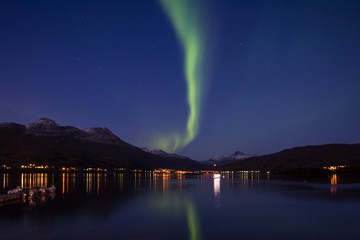 Naklejka na ściany i meble Northern lights (Aurora Borealis) near Narvik, Norway 