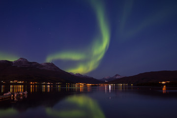 Northern lights (Aurora Borealis) near Narvik, Norway	