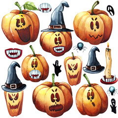 Watercolor halloween pumpkin