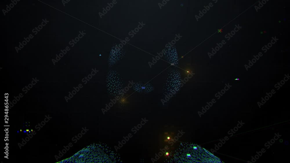 Poster 3d render of abstract face analysis. biometric identification scan concept. authentication technolog