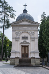 Ornate tomb of Baczewski family on Lychakiv Cemetery in Lviv, Ukraine. Famous owners of J. A. Baczewski - one of the oldest Polish alcohol distilleries.