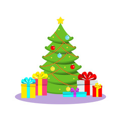 Christmas tree vector icon. Congratulatory decoration