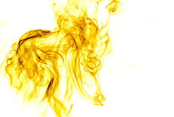 Yellow smoke on white background