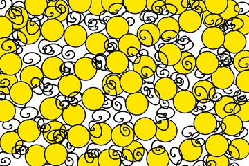 seamless pattern with yellow circles. Doodle style