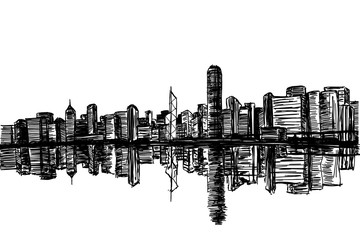 The city skyline. Sketch style