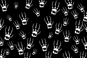 seamless pattern with white hands on black background