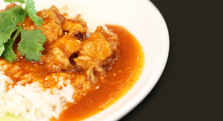 crispy pork rice with rice , delicious of Thai food