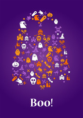 Halloween holiday vector postcard template