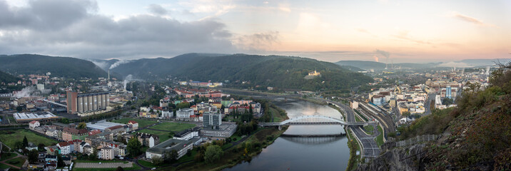 Panorama of Usti nad Labem - an industrial city in northern Bohemia