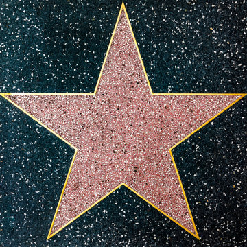 The empty star on the sidewalk of Hollywood Boulevard Walk of fames.