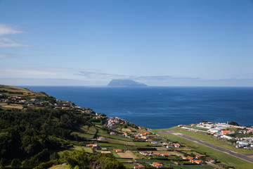 Fototapeta na wymiar View of Corvo island from Flores, Azores
