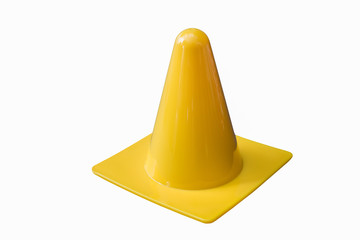 yellow traffic cone isolated on white background