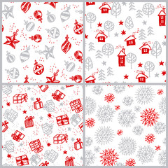 Cute hand drawn winter holiday seamless pattern