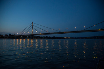 Liberty bridge over Danube in Novi Sad at blue hour.