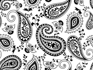 zwart-wit vector paisley naadloos patroon voor mode en kunst