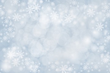 Blue abstract texture background with snowflakes winter and bokeh lights. blurred beautiful shiny Christmas new year, use wallpaper backdrop and your product.