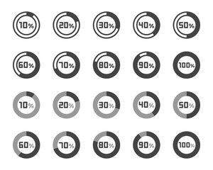 pie donut chart with percentage icon set,vector and illustration