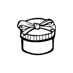 Watercolor gift box. Greeting hand drawn illustration in vector.