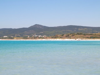 Blue water of Tyrrhenian sea in Vada, Tuscany, Italy.