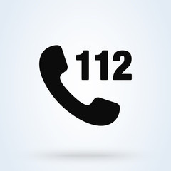 emergency 112 call, Simple modern icon design illustration.