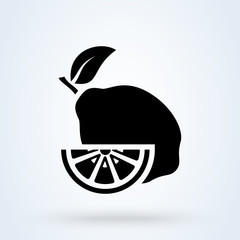 Fresh slice lemon fruits. Simple modern icon design illustration.