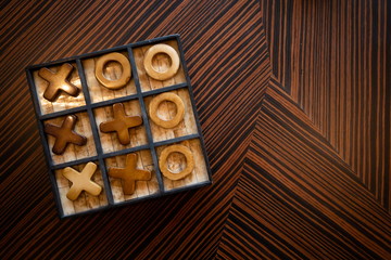xo wooden board game .