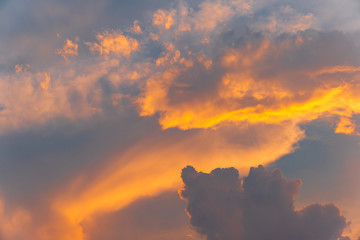 The beautiful scenery of orange cloudy sky