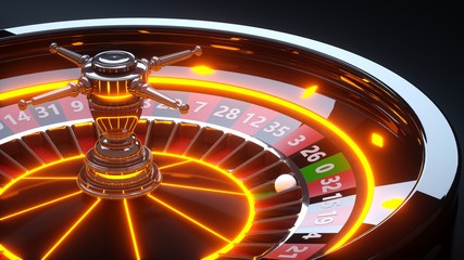 Roulette Wheel Casino Gambling Concept Design  - 3D Illustration