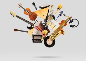 Gordijnen A variety of musical instruments in beautiful flight © Zarya Maxim