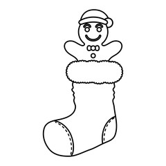 happy merry christmas sock with ginger cookie