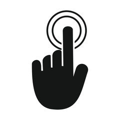 Obraz premium Hand touch, tap or click flat vector icon for apps and websites