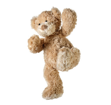 Naklejki Funny teddy bear isolated on white background
