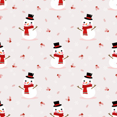 Cute Snowman in Christmas season seamless pattern