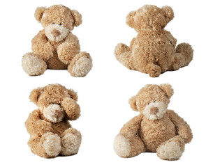 set of teddy bear isolated on white background