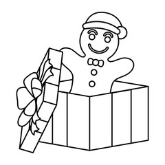 christmas gift box present with ginger cookie