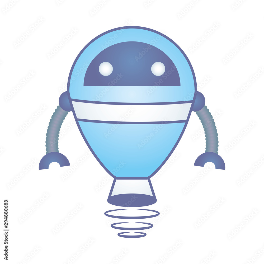 Poster robot floating cyborg isolated icon