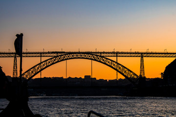 Portugal, Oporto, Puente sunset