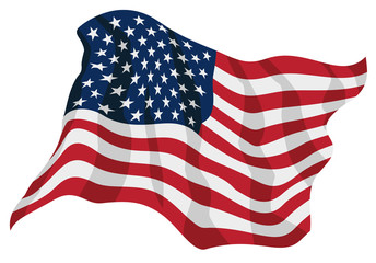 American Pride USA Flag Waving Isolated Vector Illustration
