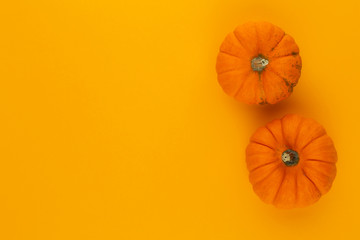 Creative Top view flat lay pumkin composition.