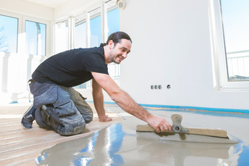 artisan, floor, cement, parquet, concrete, floor, spatula, self leveling, embarrassed, level, construction, liquid, cover, design, flat, flatten, fresh, gray, improvement, indoors, level, liquid, man,