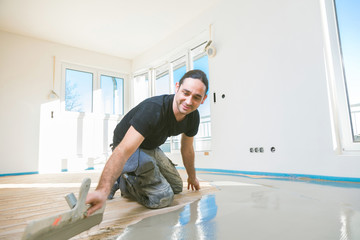 artisan, floor, cement, parquet, concrete, floor, spatula, self leveling, embarrassed, level,...